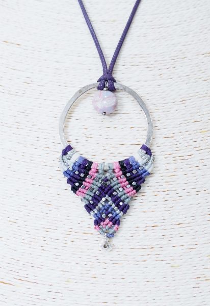 Macrame μωβ, φούξια και ασημί