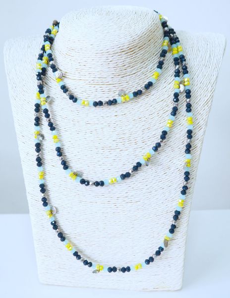 Πολυμορφικό κολιέ - βραχιόλι μπλε, γαλάζιο, κίτρινο και ασημί