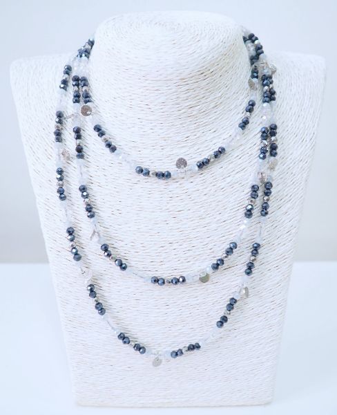 Πολυμορφικό κολιέ - βραχιόλι γκρι γραφίτη, γκρι ανοιχτό και ασημί