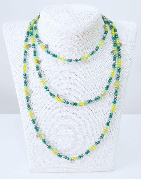 Πολυμορφικό κολιέ - βραχιόλι πράσινο emeral, πράσινο ανοιχτό, κίτρινο, και ασημί λεπτομέρειες