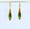Σκουλαρίκια χρυσές σταγόνες με πράσινο σμάλτο