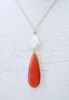 Κολιέ Νεφρίτη burnt orange, Μαργαριτάρι, Αιματίτη σε κορδόνι