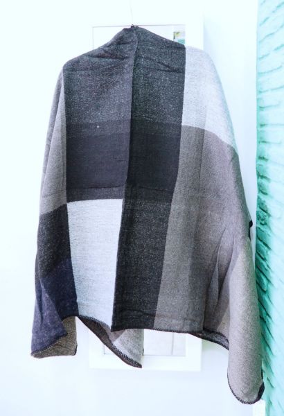 Κάπα διπλής όψης μεγάλο καρό μαύρο - γκρι