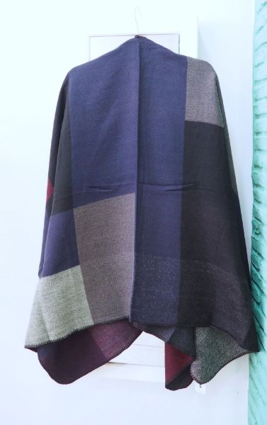 Κάπα διπλής όψης μεγάλο καρό μπλε - μπορντό