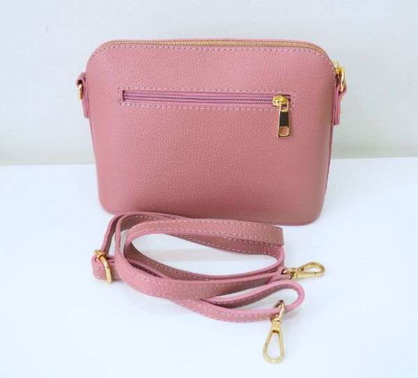 Τσάντα δερμάτινη σάπιο μήλο ροζ