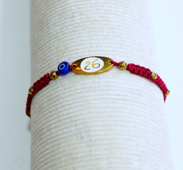 Γούρι βραχιόλι macrame μπορντό από ατσάλι επίχρυσο και Αιματίτη χρυσό