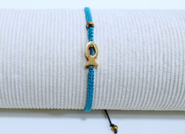 Βραχιόλι macrame από ατσάλινο επιχρυσωμένο Ψαράκι και Αιματίτη χρυσό